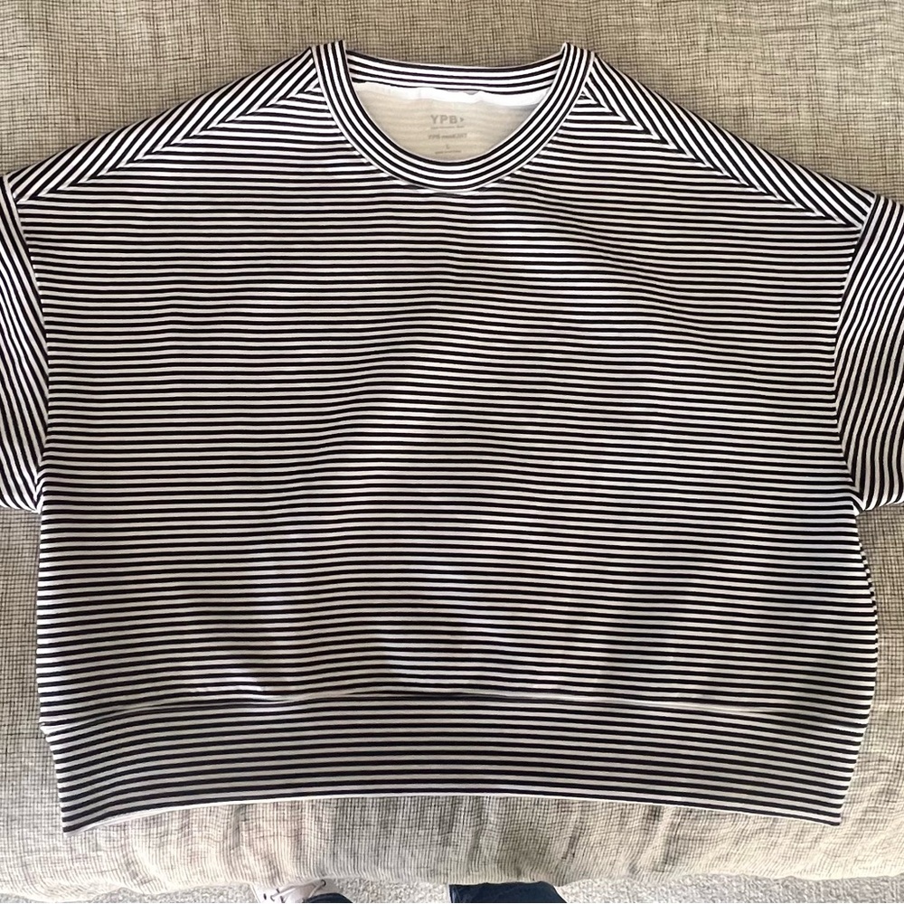 YPB Black and White Striped Women's Sweatshirt